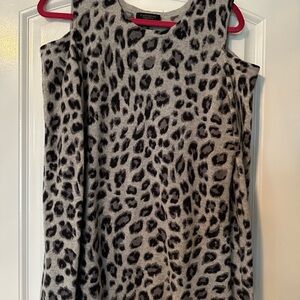 Charter Club Black and Gray Animal Print Tank Top
